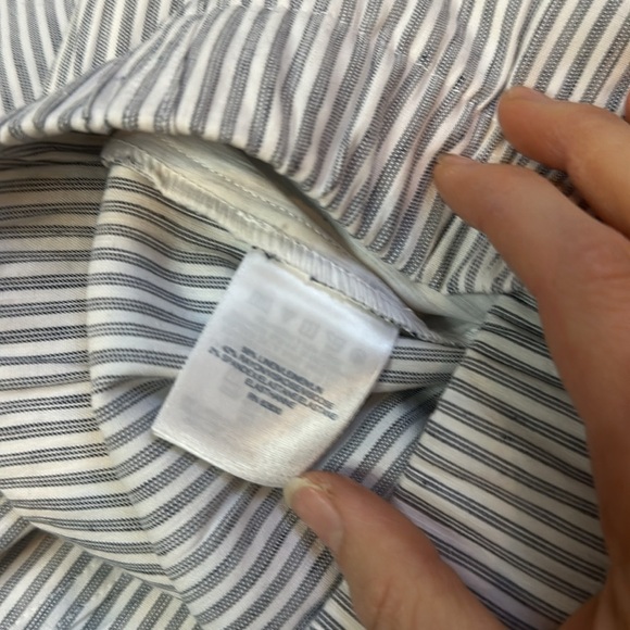 Lands End Cropped Linen Blend Stretch Waist Wide Leg Stripped Pants 26W - Picture 6 of 6